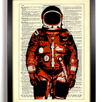 Image of Red Space Man, Vintage Dictionary Print, 8 x 10