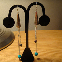 Black & Blue Sandstone with Tibetan Silver Earrings