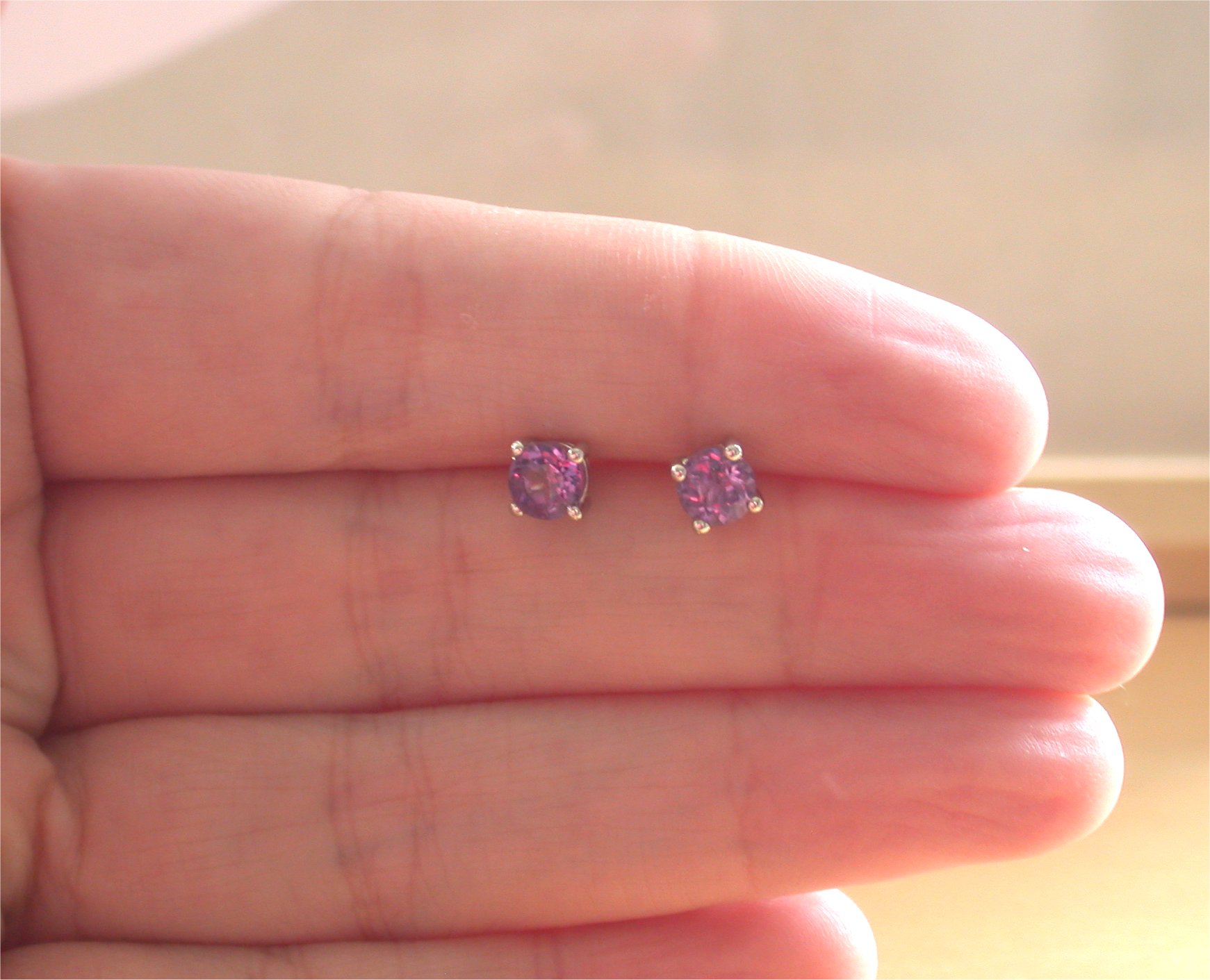 Amethyst Stud Earrings/Sterling Silver Amethyst Earrings/ Purple Gemstone Earrings/Amethyst