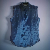 Blue Iridiscent Translucient Sheer Blouse 