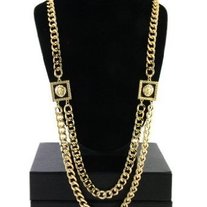 VERSACE STYLE GOLD LION NECKLACE CHAIN SQUARE HEAD LIONS