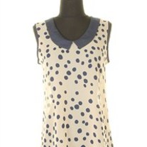 Taupe Top with Black Polka Dots