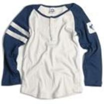 Appaman Baseball Henley Pebble/Marine Long Sleeve Tee