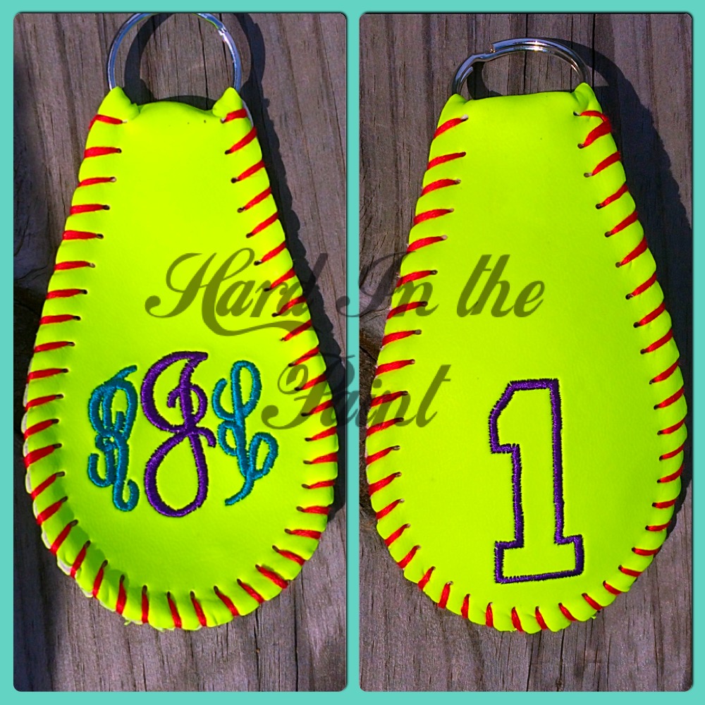 Custom Embroidered Softball Keychain on Storenvy