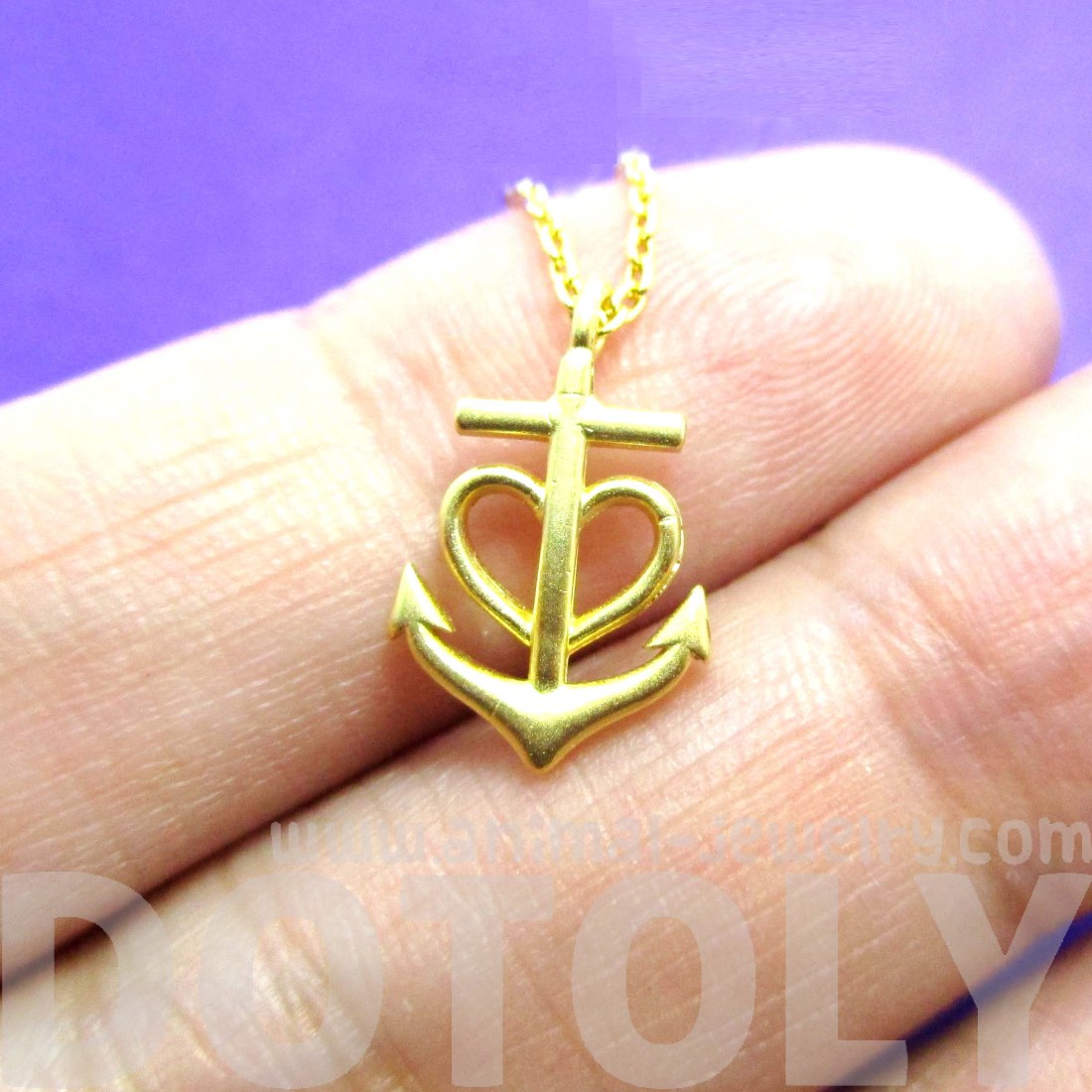 Classic Anchor and Heart Shaped Charm Necklace in Gold · DOTOLY Animal
