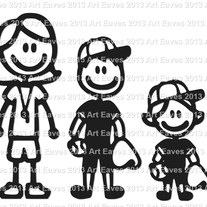 Baseball Family Decal Up to 5 Characters