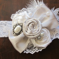 Silver Satin Bow headband