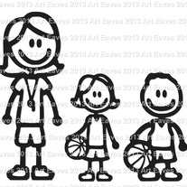 Basketball Family Car Decal Up to 5 Characters
