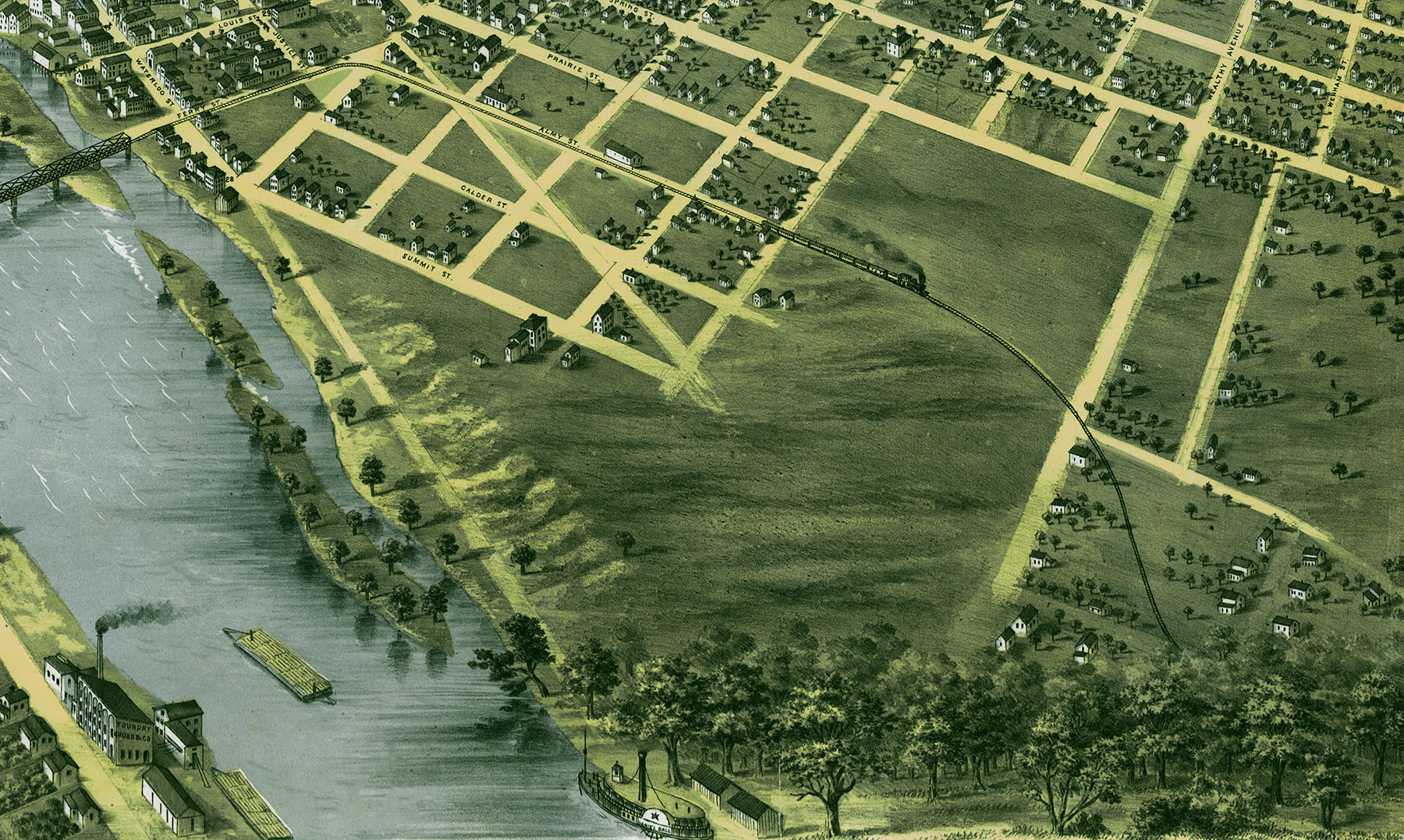 grand rapids michigan in 1868 bird s eye view map grand rapids michigan in 1868 bird s eye view map