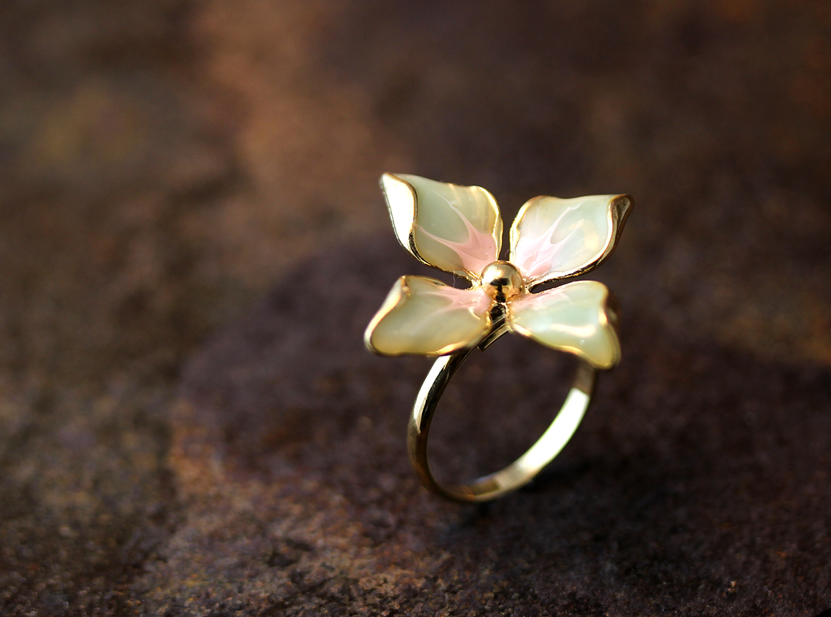 Floral Ring Colorful Flower Adjustable Ring Free Size Plated