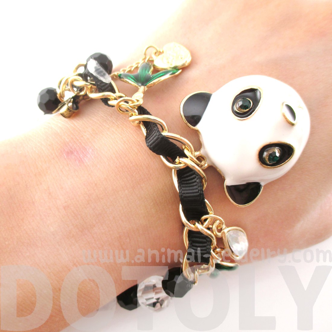 Panda Bear and Bamboo Enamel Charm Bracelet with Beaded Detail · DOTOLY