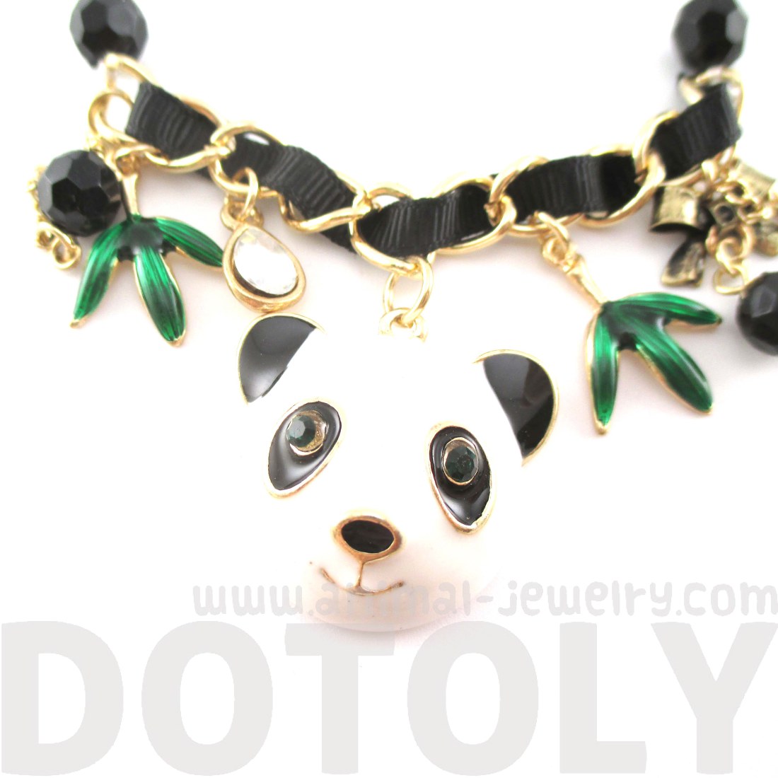 Panda Bear and Bamboo Enamel Charm Bracelet with Beaded Detail · DOTOLY