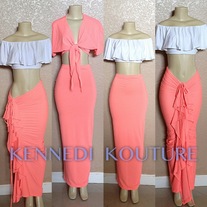 TIE TOP NEON PEACH 2 PIECE MAXI SET