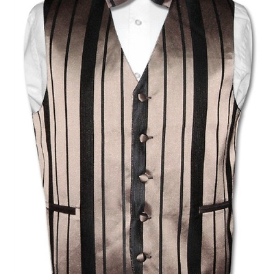 Mens Dress Vest /& BOWTie Burgundy Red Woven BOW Tie Horizontal Stripe Set