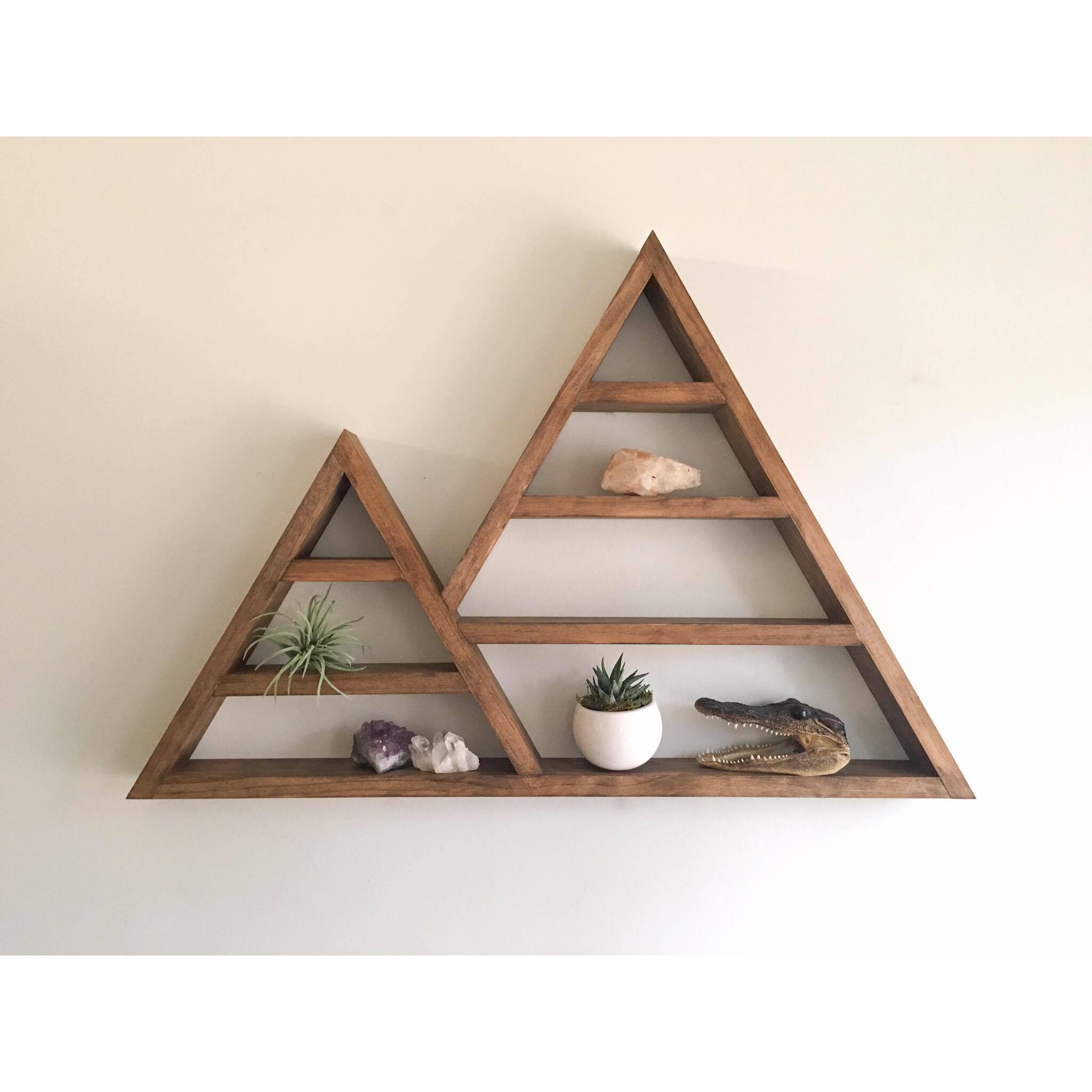 Triangle Shelf Crystal Shelf Shadow Box Wood Shelf Floating Shelf Wall Shelf Double