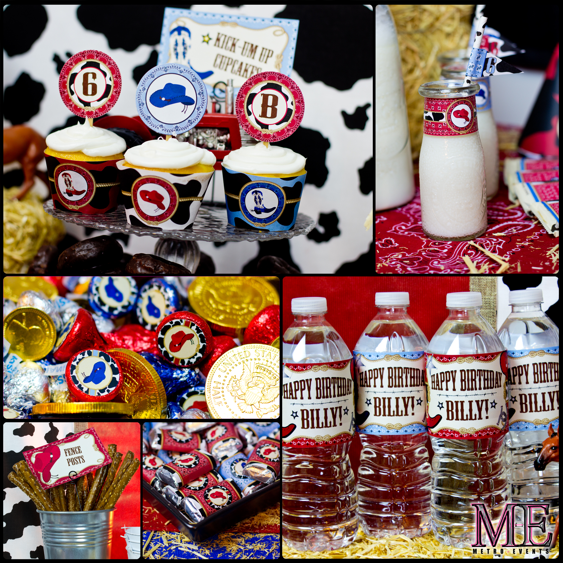 Cowboy Birthday Party Kit Blue MetroEvents Party Supplies Online