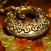 Autumn Druid Brass and Glass Lariat Necklace