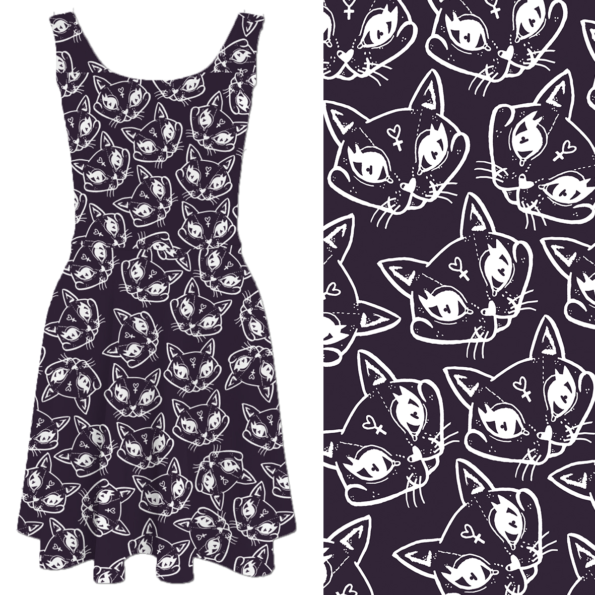 Charcoal Cat Lady Skater Dress · Joanna Thangiah · Online Store Powered by Storenvy