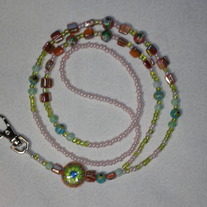 Beaded Lanyard Green/Pink Cloisonne