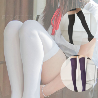 Stretchy mid thigh high socks - Thumbnail 4