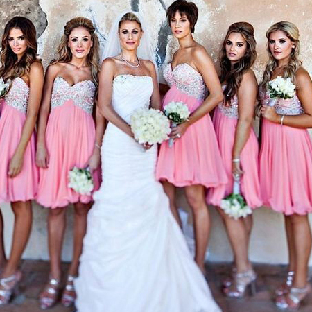 hot pink maid of honor dresses