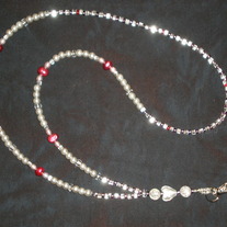 Beaded Lanyard Clear/Violet/Red