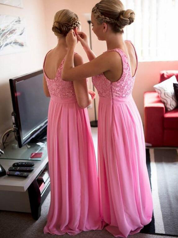 Long bridesmaid dress ,pink bridesmaid dress ,Aline bridesmaid dress