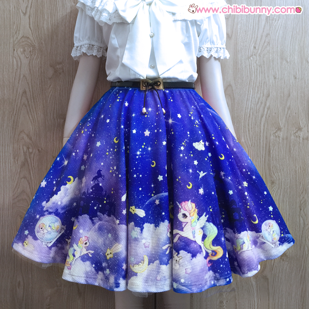 Galaxy unicorn (deep blue) - Cute kawaii skater skirt ...