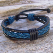 Black and Blue Leather Bracelet