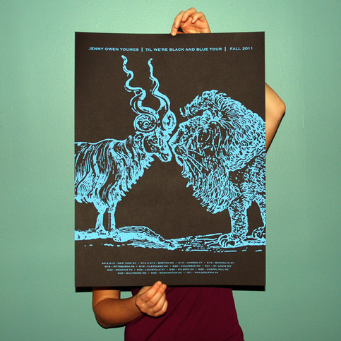18" x 24" TIL WE'RE BLACK AND BLUE FALL TOUR 2011 Hand-Silkscreened Poster