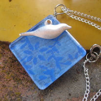 Beltaine- Blue Patterned Acrylic Necklace