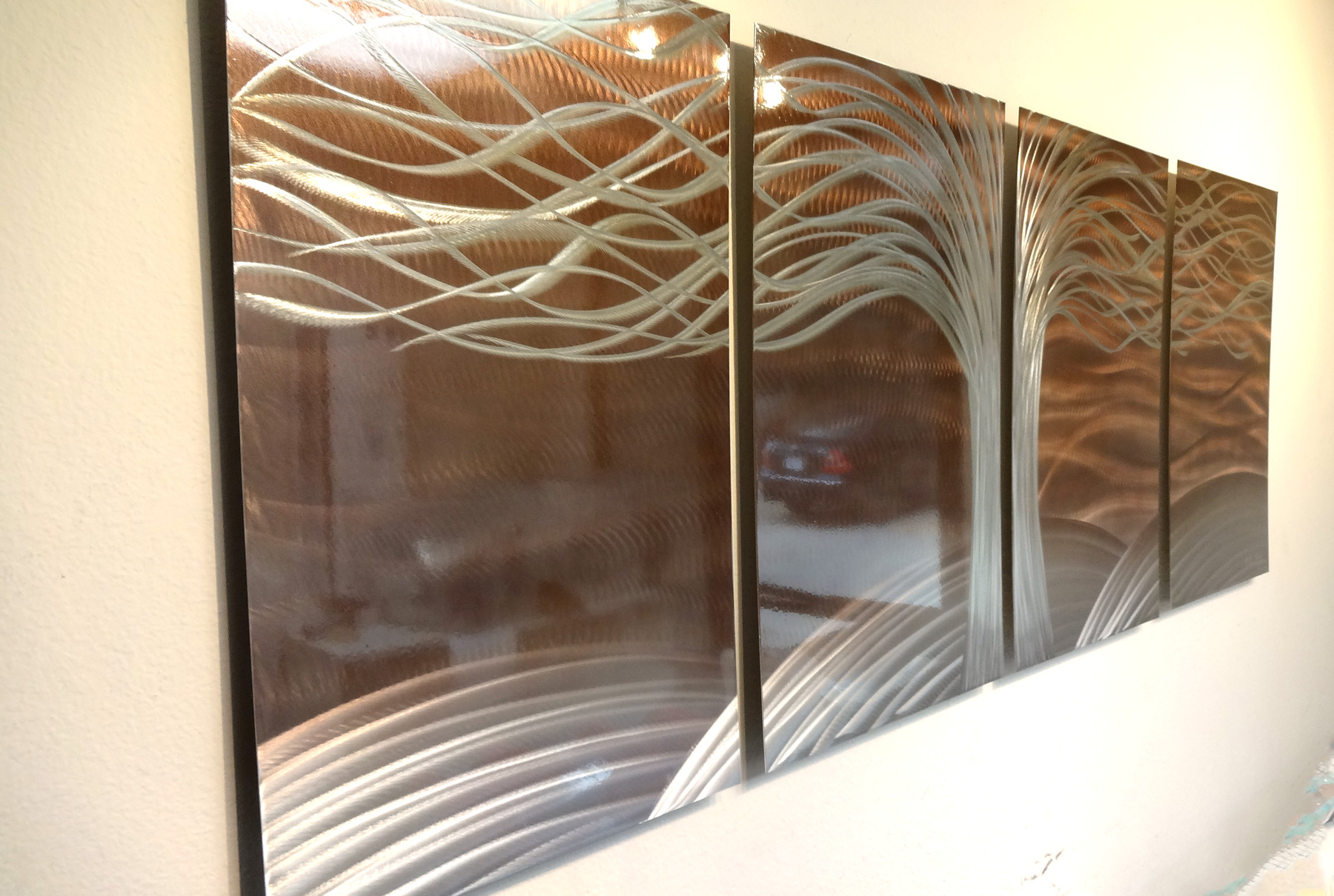 Tree of Life Burnt Copper Metal Wall Art Abstract Contemporary Modern