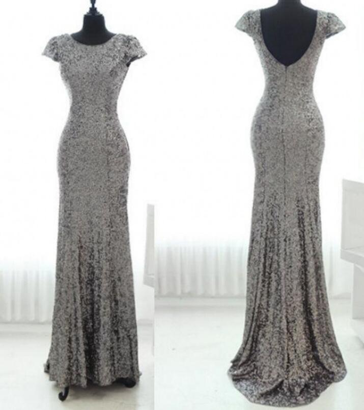 silver long sleeve bridesmaid dress