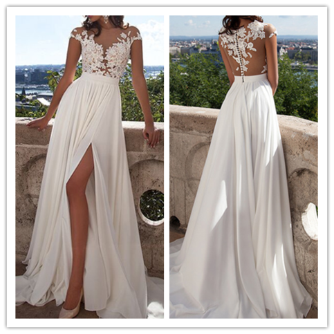 dress lace dresses through slit beach ivory sleeves cap line gowns w028 tidedress storenvy qq 9b e7 e5