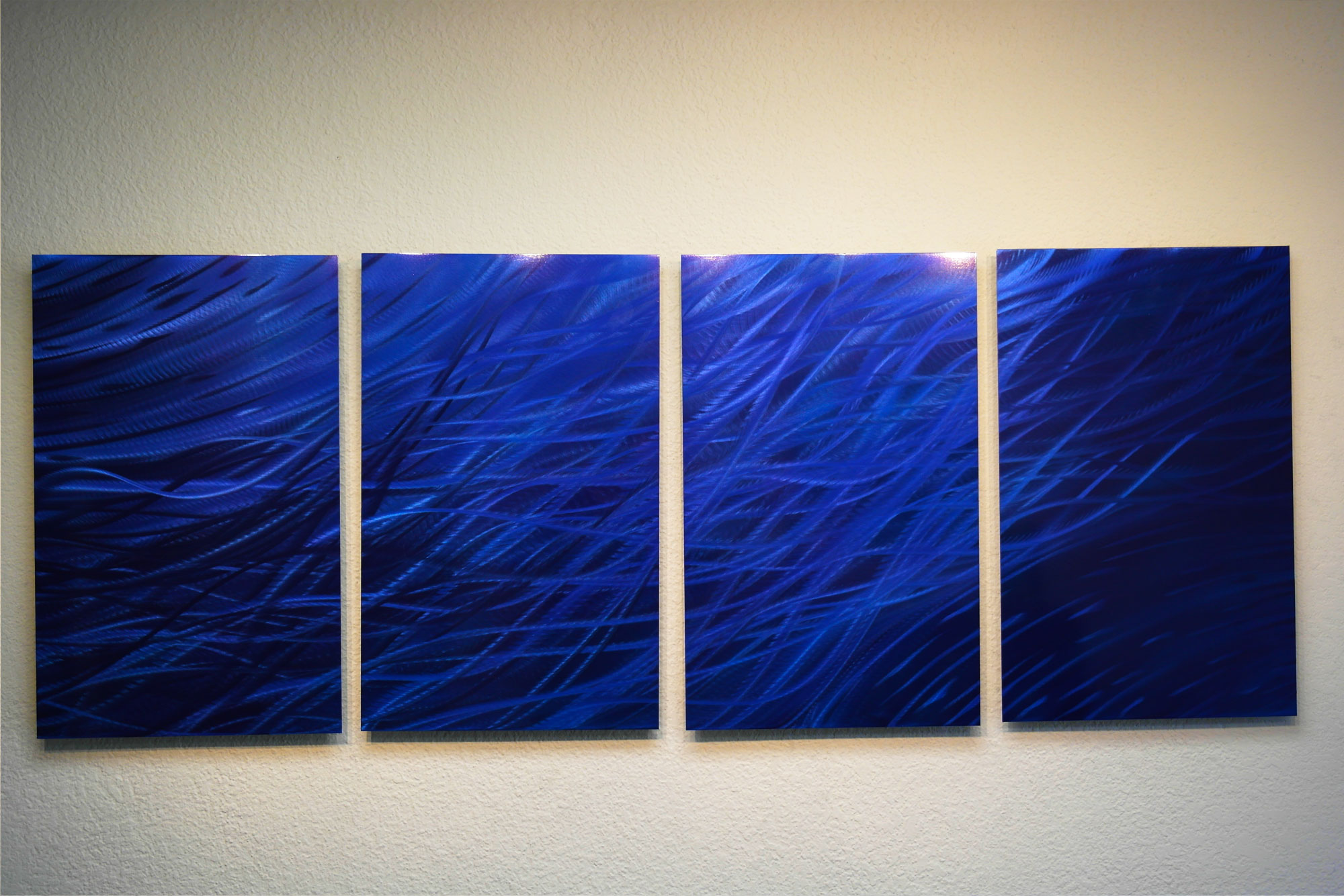 Ocean Dark Blue Metal Wall Art Abstract Sculpture Modern Decor