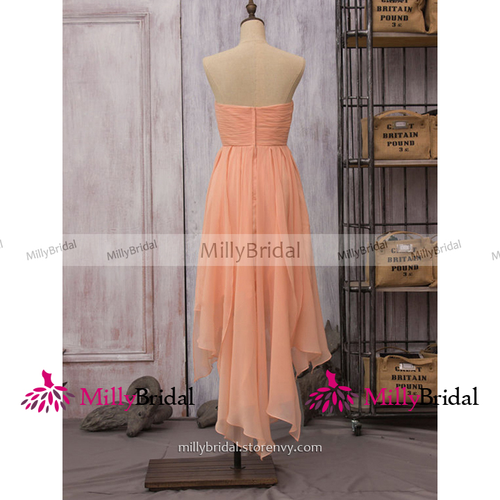 High Low Bridesmaid Dresses in Orange