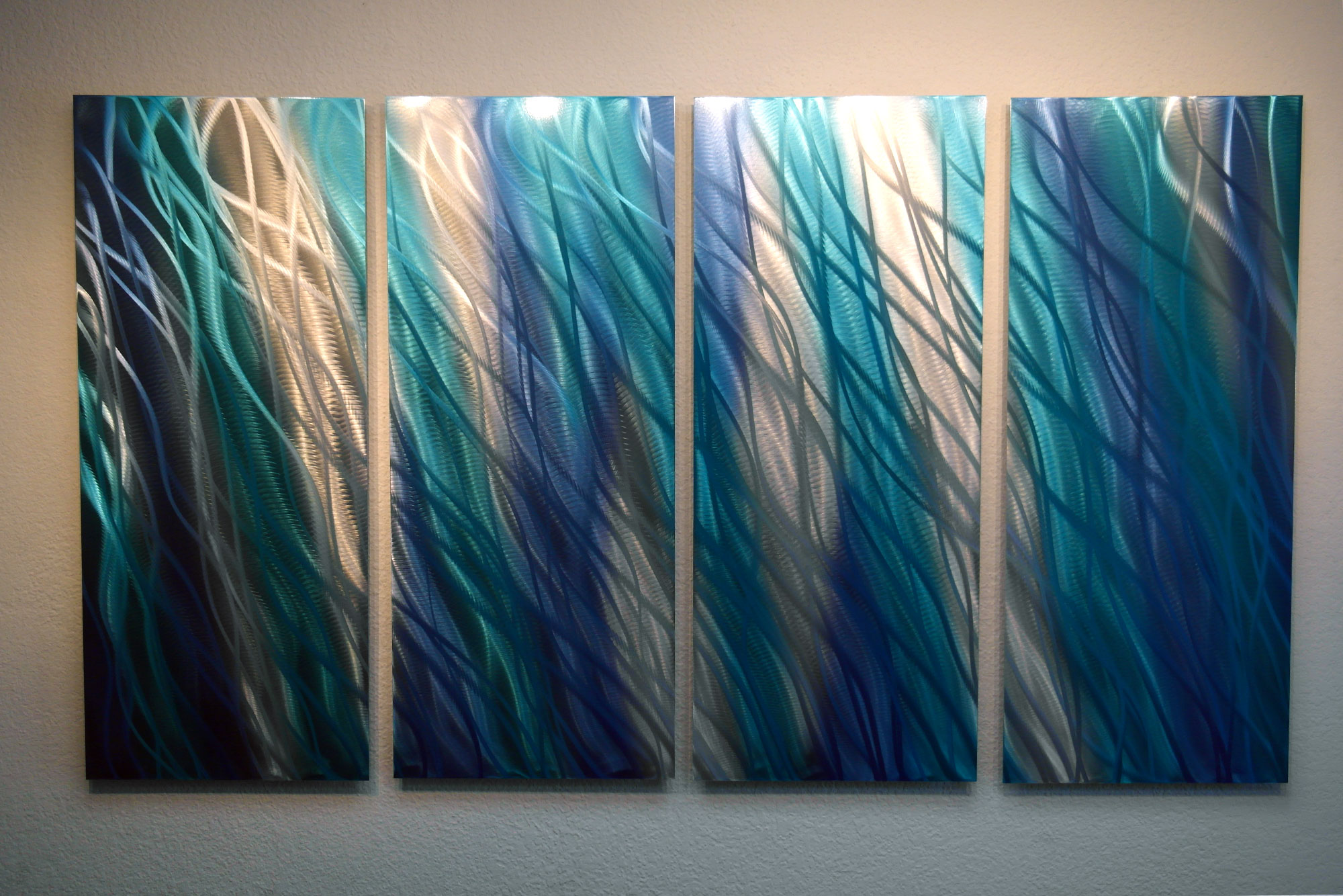 Reef Blue 36x63 Metal Wall Art Abstract Sculpture Modern Decor