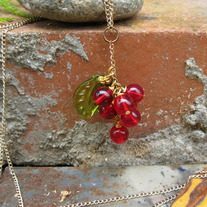 Red Grape Cluster Charm Necklace