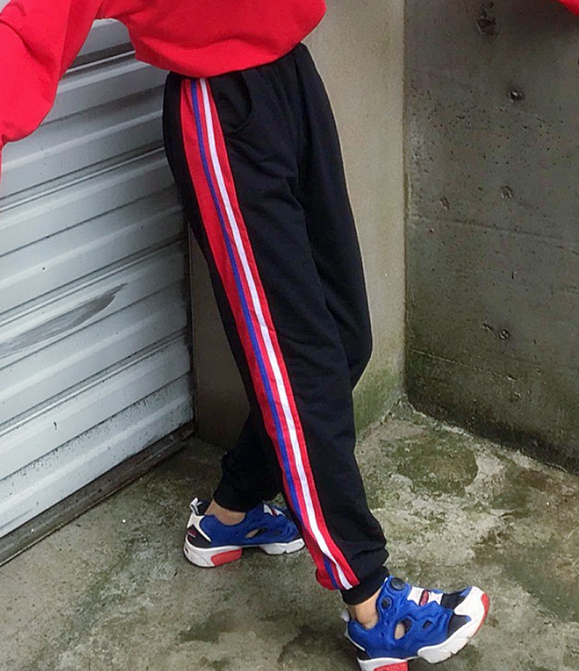 men's fashion colorblock striped casual pants