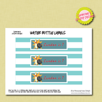 Printable Water Bottle Labels - Bowling Collection