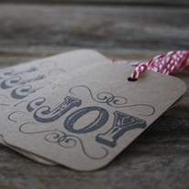 'Joy' Kraft Tags on Bakers Twine - Set of 10