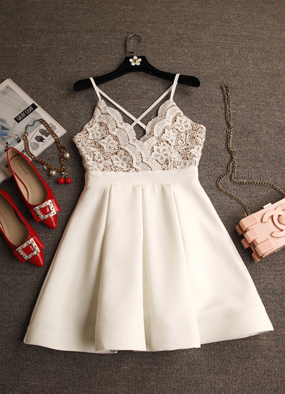 Cute white short prom dress, dress, cocktail dress · of girl