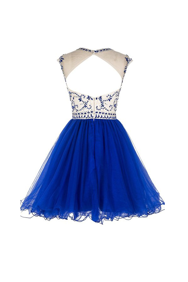 Aline Beaded Backless Tulle Dresses Graduation Dresses on