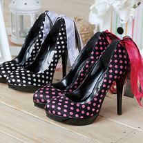 Tacones Lunares Lazo / Bowknot Dots Heels LS269