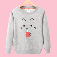 harajuku cute printed fleeces solid round collar pullover mg350