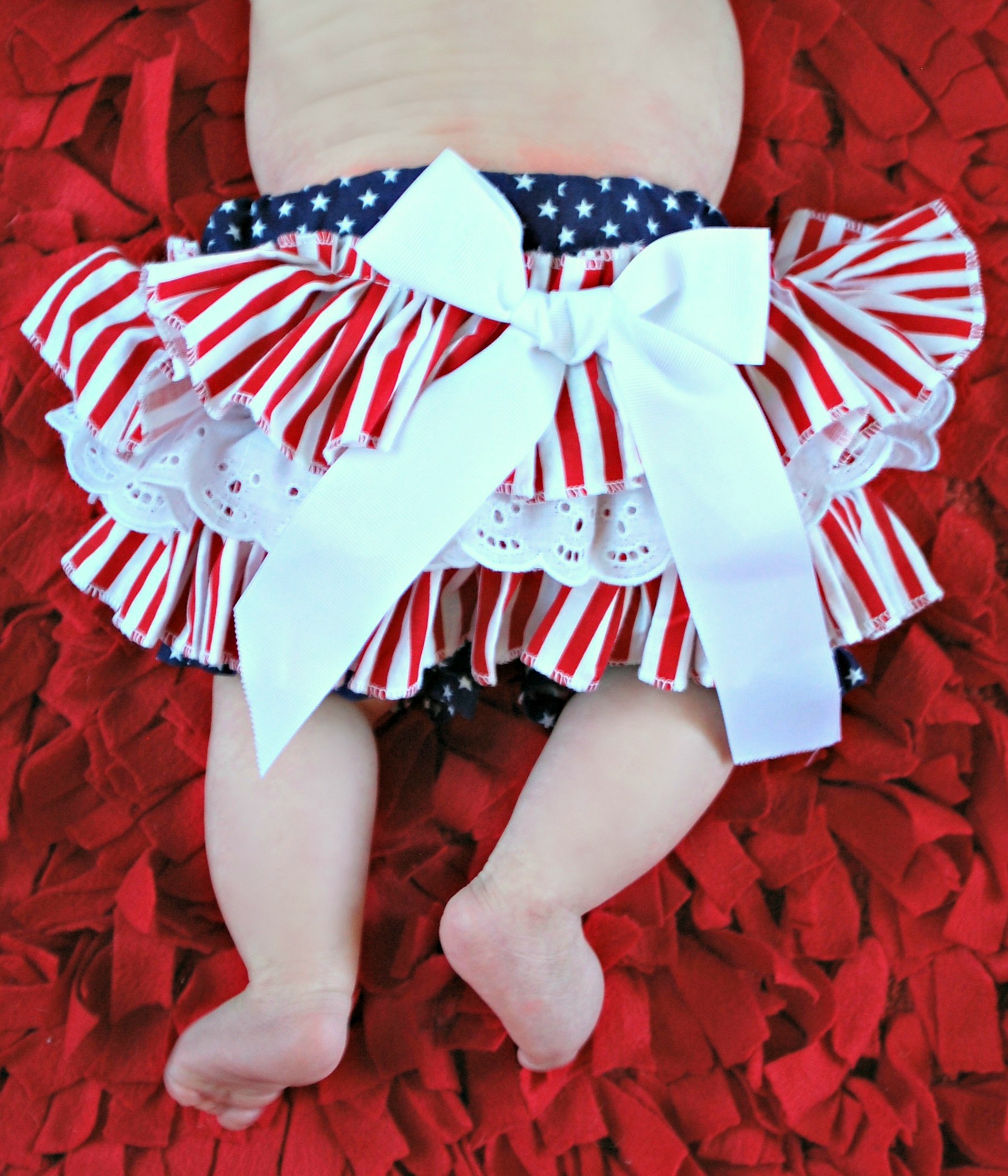 Girls 4th of July Ruffled Bloomers, Baby Girls July 4th Patriotic