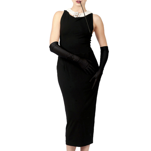 audrey hepburn long black dress