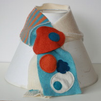 Aqua and white mini keyhole scarf