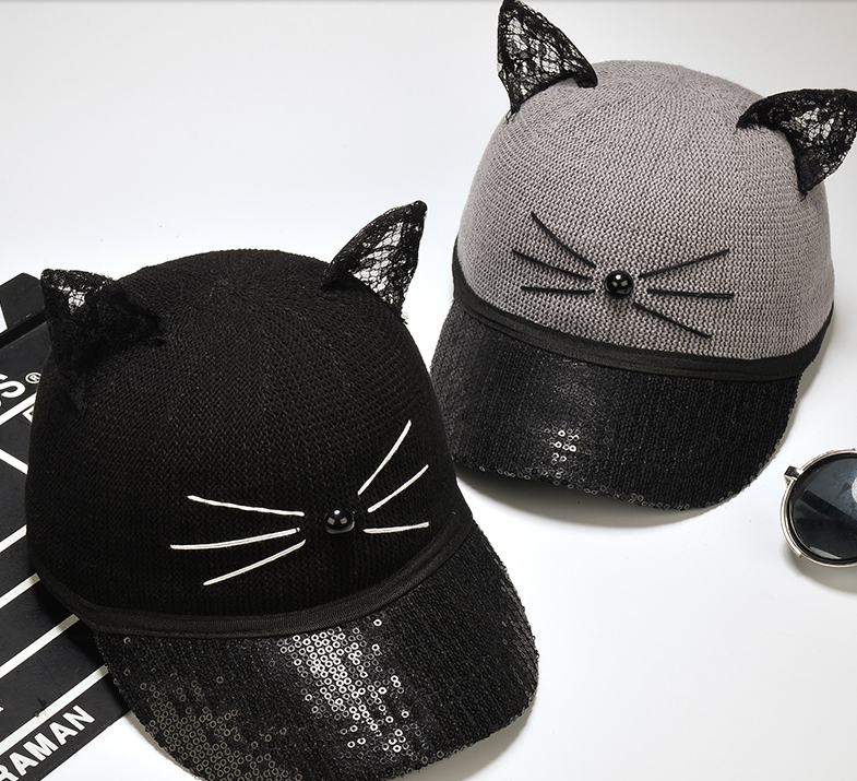 Cute Cat Ear Sequin Straw Hat on Storenvy