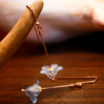 Opening Upward - Lucite Flowers and Jade Earrings